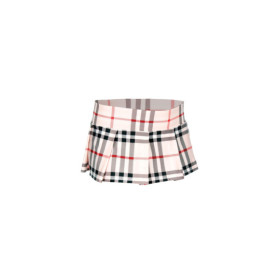 Mini-jupe plissée beige style ecossais 